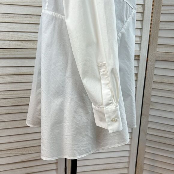 Lafayette 148 White Stretch Fit and Flare Shirt Blouse 8 - Picture 5 of 10